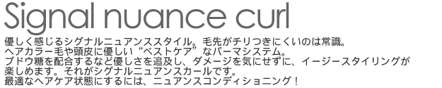 Signal nuance curl@DVOijAXX^CBѐ悪`ɂ̂͏펯BwAJ[т⓪ɗDgxXgPAhȃp[}VXeBuhEzȂǗDǋyA_[WCɂɁAC[W[X^COy߂܂BꂪVOijAXJ[łBœKȃwAPAԂɂɂ́AjAXRfBVjOI
